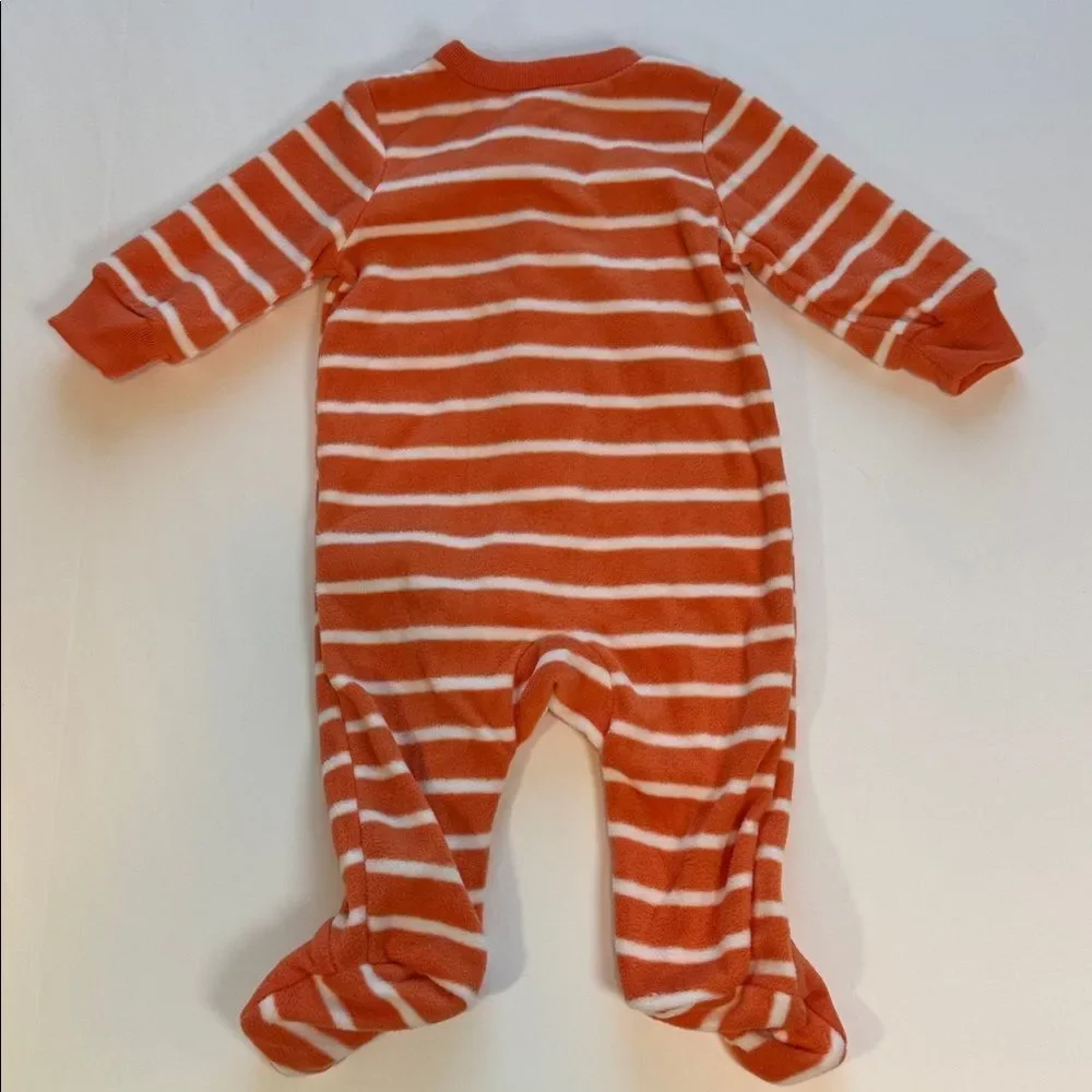 Carter's Baby Orange and White Striped Pumpkin Footie Pajamas Size 3 Months